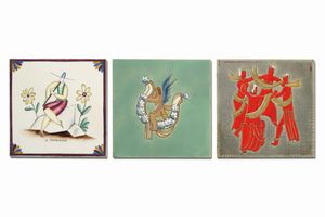 GIO PONTI - Tre piastrelle in ceramica smaltata