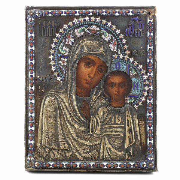 Icona Vergine di Kazan. Russia bolli in uso dal 1896 al 1908  - Asta Argenti da collezione | Antichi - Associazione Nazionale - Case d'Asta italiane