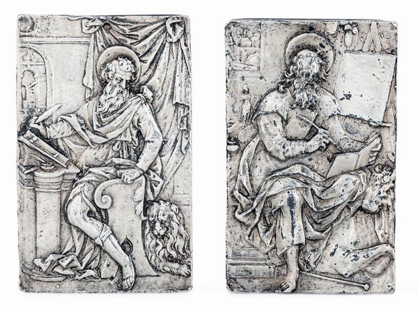 Quattro rilievi raffiguranti i quattro Evangelisti. Oreficeria del XIX secolo  - Asta Argenti da collezione | Antichi - Associazione Nazionale - Case d'Asta italiane