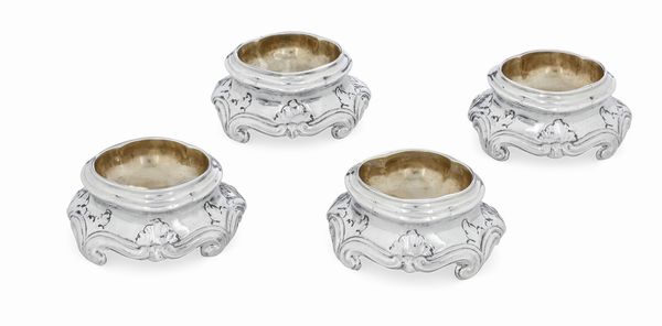 Quattro saliere. Genova, punzone della Torretta con datario (1)762  - Asta Argenti da collezione | Antichi - Associazione Nazionale - Case d'Asta italiane