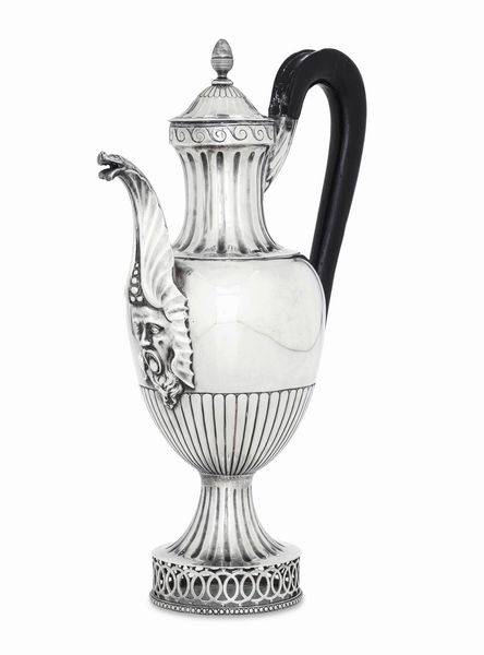 Caffettiera. Stato Pontificio (Urbino?). Marchio dell'argentiere F.S. (Filippo Serafini?). Marchi di occupazione francese in uso dal 1811 al 1815  - Asta Argenti da collezione | Antichi - Associazione Nazionale - Case d'Asta italiane