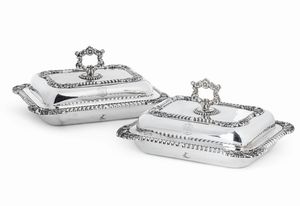 Coppia di legumiere. Dublino 1824, argentiere William Nelson  - Asta Argenti da collezione | Antichi - Associazione Nazionale - Case d'Asta italiane