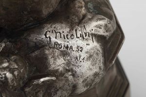 Santa Rosalia. Importante scultura in argento fuso a cera persa e cesellato. Firmata Giovanni Nicolini, Roma 1952, N.1  - Asta Argenti da collezione | Antichi - Associazione Nazionale - Case d'Asta italiane