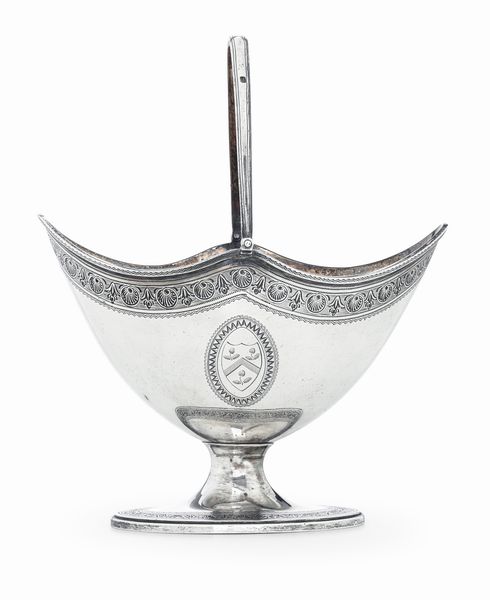 Cestino. Argento fuso, sbalzato e cesellato. Londra 1790. Argentiere John Denzilow  - Asta Argenti da Collezione | XX secolo - Associazione Nazionale - Case d'Asta italiane