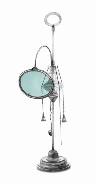 Lucerna. Genova, inizi del XIX secolo. Varie bollature: Torretta con datario (1)802 e aquila coronata, croce mauriziana e delfino  - Asta Argenti da Collezione | XX secolo - Associazione Nazionale - Case d'Asta italiane