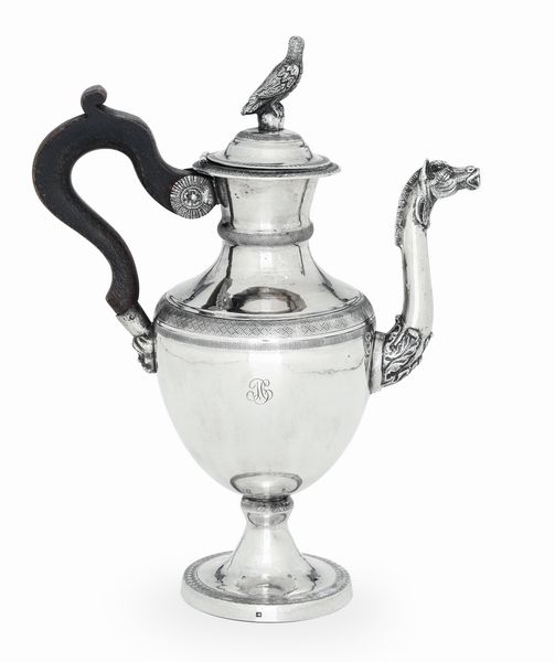 Caffettiera. Napoli, prima met del XIX secolo. Assaggiatore Paolo De Blasio (1832 al 1835). Argentiere Luigi Forte  - Asta Argenti da Collezione | XX secolo - Associazione Nazionale - Case d'Asta italiane