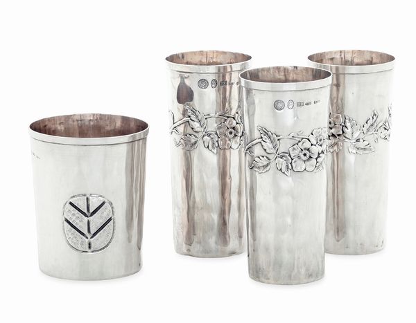 Quattro bicchieri. Argenteria artistica fiorentina, seconda met del XX secolo. Argentiere Brandimarte  - Asta Argenti da Collezione | XX secolo - Associazione Nazionale - Case d'Asta italiane