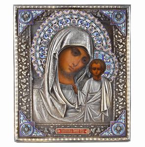 Icona Vergine di Kazan. Russia bolli in uso dal 1896 al 1908  - Asta Argenti da Collezione | XX secolo - Associazione Nazionale - Case d'Asta italiane