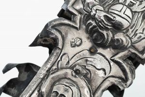Importante croce astile. Oreficeria veneziana, prima met del XVIII secolo. Marchi del saggiatore FR sormontato da leone in moleca  - Asta Argenti da Collezione | XX secolo - Associazione Nazionale - Case d'Asta italiane