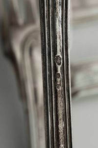 Servizio di posate per 12 coperti. Torino, XIX secolo. Marchi di titolo con testa di toro e aquila coronata in uso dal 1824 al 1872 e marchi con Italia Turrita in uso dal 1872 al 1934. Marchi degli argentieri Carlo Balbino (1798-1824) e di Giovan Battista Borrani (...1824...)  - Asta Argenti da Collezione | XX secolo - Associazione Nazionale - Case d'Asta italiane