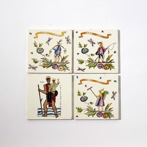 PONTI GIO (1891 - 1979) - Tre piastrelle della serie Ermione e una dedicata al logo San Cristoforo per Richard Ginori San Cristoforo