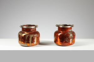 ANDLOVITZ GUIDO (1900 - 1971) - Coppia inedita di vasi con ghiera in argento per Lavenia