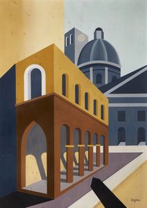 DEPERO FORTUNATO (1892 - 1960) : Reggio Emilia (Portici in Piazza Trinit).  - Asta 26/06/2023 | ARTE MODERNA E CONTEMPORANEA Tradizionale - Associazione Nazionale - Case d'Asta italiane