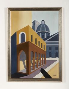 DEPERO FORTUNATO (1892 - 1960) : Reggio Emilia (Portici in Piazza Trinit).  - Asta 26/06/2023 | ARTE MODERNA E CONTEMPORANEA Tradizionale - Associazione Nazionale - Case d'Asta italiane