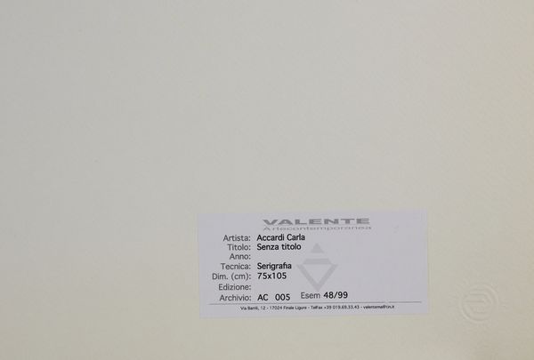 ACCARDI CARLA (1924 - 2014) : Senza titolo.  - Asta Asta 413 | GRAFICA MODERNA, FOTOGRAFIA E MULTIPLI D'AUTORE Online - Associazione Nazionale - Case d'Asta italiane