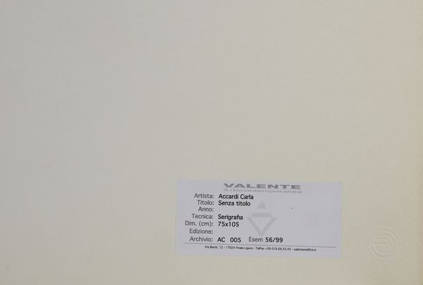 ACCARDI CARLA (1924 - 2014) : Senza titolo.  - Asta Asta 413 | GRAFICA MODERNA, FOTOGRAFIA E MULTIPLI D'AUTORE Online - Associazione Nazionale - Case d'Asta italiane