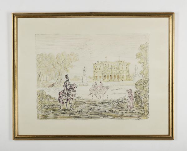 DE CHIRICO GIORGIO (1888 - 1978) : Dalla cartella I Cavalli e ville: Cavalieri antichi.  - Asta Asta 413 | GRAFICA MODERNA, FOTOGRAFIA E MULTIPLI D'AUTORE Online - Associazione Nazionale - Case d'Asta italiane