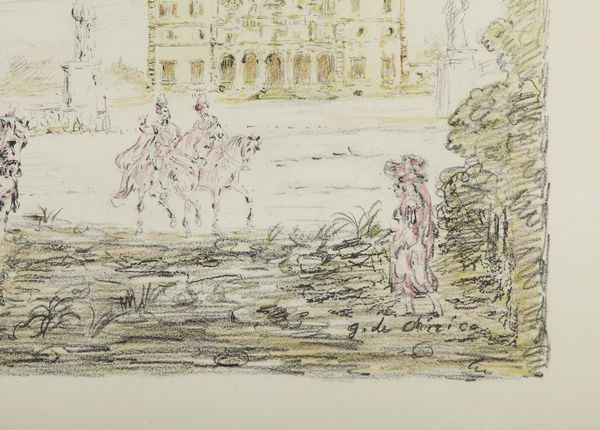 DE CHIRICO GIORGIO (1888 - 1978) : Dalla cartella I Cavalli e ville: Cavalieri antichi.  - Asta Asta 413 | GRAFICA MODERNA, FOTOGRAFIA E MULTIPLI D'AUTORE Online - Associazione Nazionale - Case d'Asta italiane