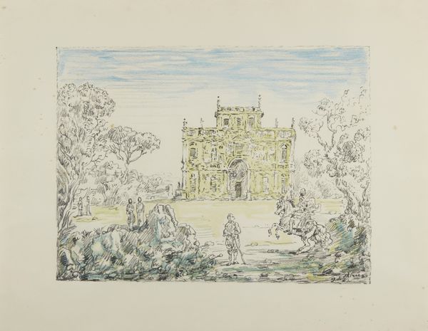 DE CHIRICO GIORGIO (1888 - 1978) : Dalla cartella I Cavalli e ville: Antichi Cavalieri e Villa.  - Asta Asta 413 | GRAFICA MODERNA, FOTOGRAFIA E MULTIPLI D'AUTORE Online - Associazione Nazionale - Case d'Asta italiane