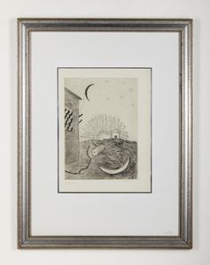 DE CHIRICO GIORGIO (1888 - 1978) : Sole e luna.  - Asta Asta 413 | GRAFICA MODERNA, FOTOGRAFIA E MULTIPLI D'AUTORE Online - Associazione Nazionale - Case d'Asta italiane