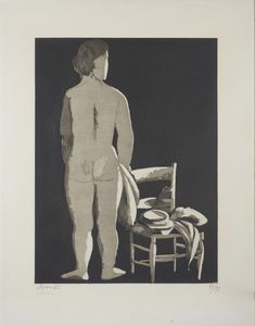 MANZU' GIACOMO (1908 - 1991) - Modella con sedia.