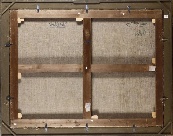 Astolfo Petrazzi : Interno di cucina con mortaio, pollame e vaso di fiori  - Asta Old Masters - Associazione Nazionale - Case d'Asta italiane