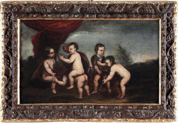 Scuola del XVIII secolo Giochi di putti  - Asta Old Masters - Associazione Nazionale - Case d'Asta italiane