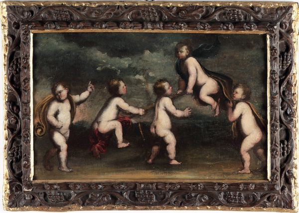 Scuola del XVIII secolo Giochi di putti  - Asta Old Masters - Associazione Nazionale - Case d'Asta italiane