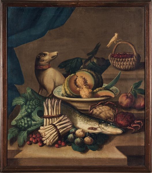 Scuola lombarda del XVIII secolo Nature morte con frutti, ortaggi, pesci e altri animali  - Asta Old Masters - Associazione Nazionale - Case d'Asta italiane