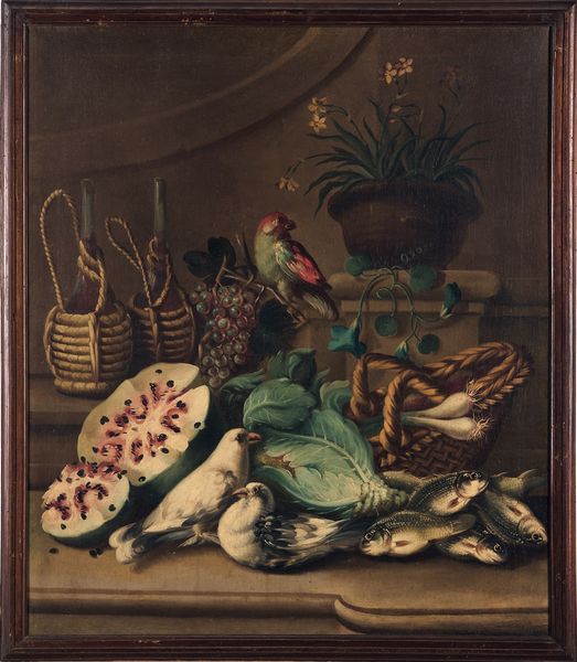 Scuola lombarda del XVIII secolo Nature morte con frutti, ortaggi, pesci e altri animali  - Asta Old Masters - Associazione Nazionale - Case d'Asta italiane