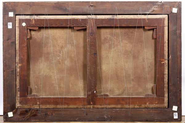 Jan Joost van Cossiau : Paesaggio con coppia di contadini in riva al fiume  - Asta Old Masters - Associazione Nazionale - Case d'Asta italiane