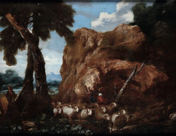Giovanni Benedetto Castiglione detto il Grechetto, Ambito di : Paesaggio con pastore e armenti  - Asta Old Masters - Associazione Nazionale - Case d'Asta italiane