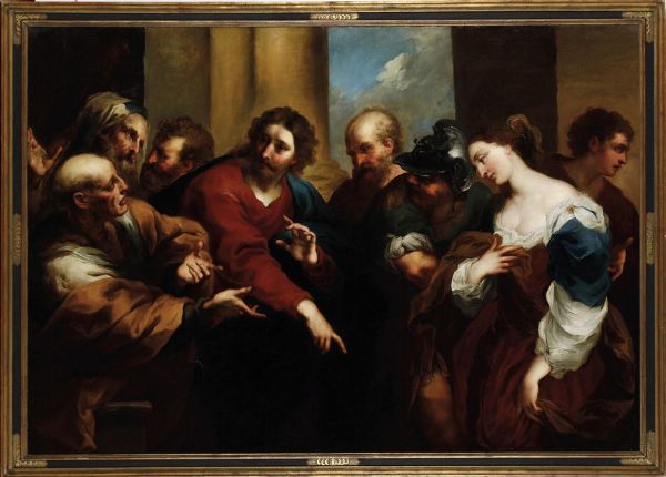 Valerio Castello, copia da : Cristo e ladultera  - Asta Old Masters - Associazione Nazionale - Case d'Asta italiane
