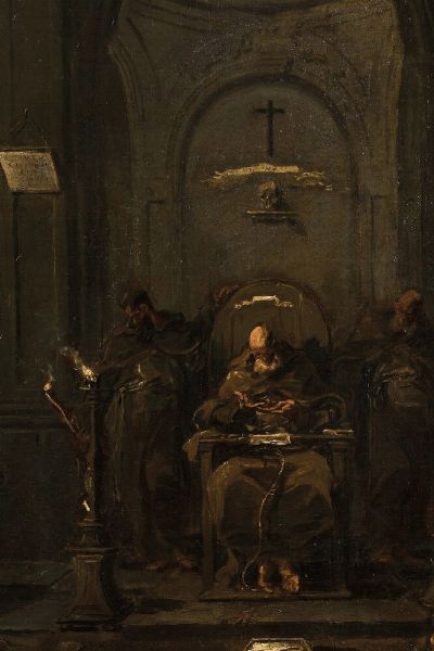 Alessandro Magnasco detto il Lissandrino : La predica ai frati  - Asta Old Masters - Associazione Nazionale - Case d'Asta italiane