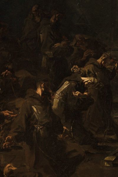 Alessandro Magnasco detto il Lissandrino : La predica ai frati  - Asta Old Masters - Associazione Nazionale - Case d'Asta italiane