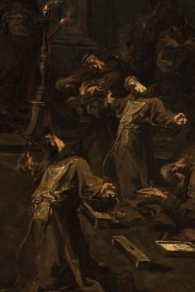 Alessandro Magnasco detto il Lissandrino : La predica ai frati  - Asta Old Masters - Associazione Nazionale - Case d'Asta italiane