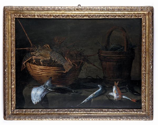 Giuseppe Recco : Natura in posa con pesci e crostacei  - Asta Old Masters - Associazione Nazionale - Case d'Asta italiane
