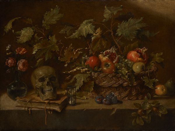 Maestro della natura morta Acquavella (attivo a Roma nella prima met del XVII secolo) Natura morta con canestra di frutta e vanitas  - Asta Old Masters - Associazione Nazionale - Case d'Asta italiane