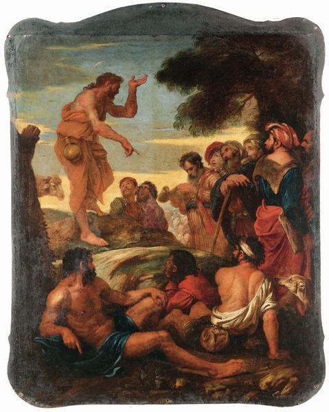 Scuola genovese della seconda met del XVII secolo San Giovanni Battista predica nel deserto  - Asta Old Masters - Associazione Nazionale - Case d'Asta italiane