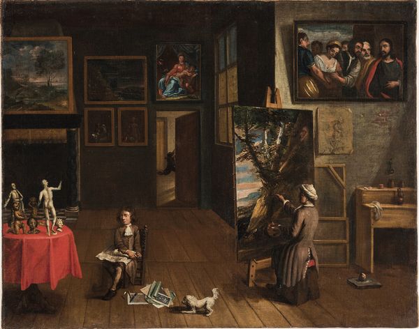 Jan de Bray, Attribuito a : Interno dell'atelier dell'artista  - Asta Old Masters - Associazione Nazionale - Case d'Asta italiane