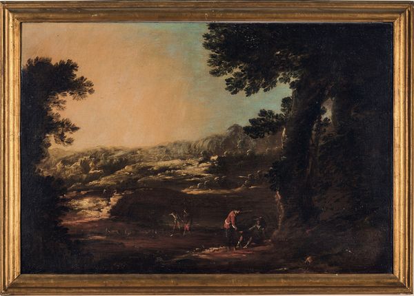 Scuola del XVIII secolo Paesaggi con contadini e pescatori  - Asta Old Masters - Associazione Nazionale - Case d'Asta italiane