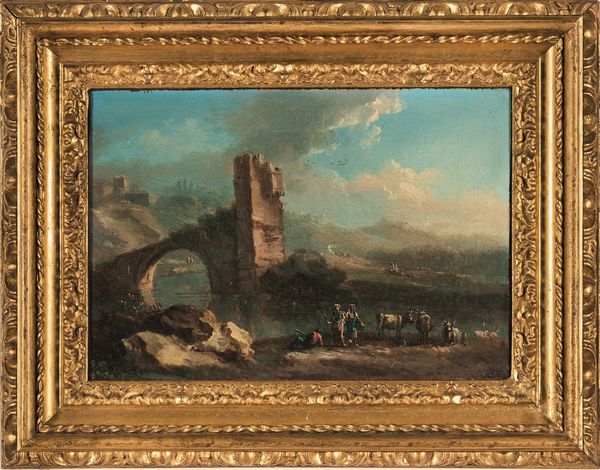 Giovanni Battista Busiri : Paesaggio con pastori e rovine  - Asta Old Masters - Associazione Nazionale - Case d'Asta italiane
