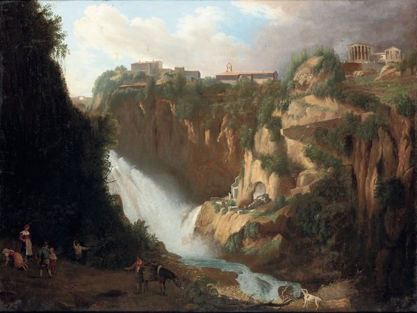 Hubert Robert, nei modi di : Vedute con le cascate di Tivoli e il Tempio di Vesta  - Asta Old Masters - Associazione Nazionale - Case d'Asta italiane