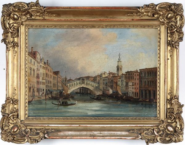 Carlo Grubacs attribuito a : Veduta del Ponte di Rialto a Venezia  - Asta Old Masters - Associazione Nazionale - Case d'Asta italiane