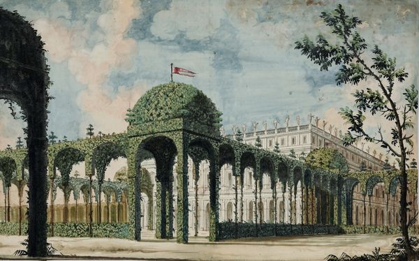 Scuola del XVIII secolo Vedute con architetture  - Asta Old Masters - Associazione Nazionale - Case d'Asta italiane