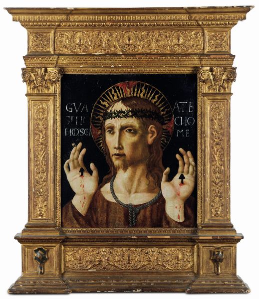 Scuola veneto/ferrarese del XV secolo Cristo mostra i segni della Passione  - Asta Old Masters - Associazione Nazionale - Case d'Asta italiane