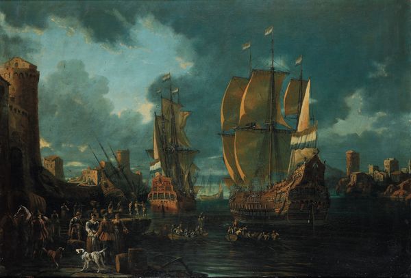 Scuola del XVIII secolo Veduta di porto con velieri  - Asta Old Masters - Associazione Nazionale - Case d'Asta italiane