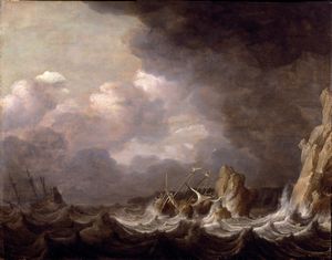Pieter Mulier detto il Vecchio : Marina in tempesta  - Asta Old Masters - Associazione Nazionale - Case d'Asta italiane