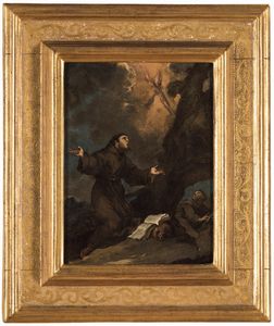 Valerio Castello : San Francesco riceve le stigmate<BR>Santa Chiara in adorazione del Santissimo Sacramento  - Asta Old Masters - Associazione Nazionale - Case d'Asta italiane