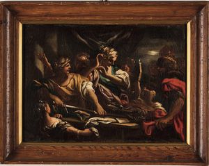 Domenico Piola : Achille tra le figlie di Licomede<BR>Liberazione di San Pietro dal carcere  - Asta Old Masters - Associazione Nazionale - Case d'Asta italiane